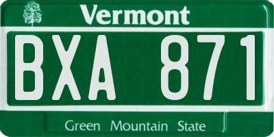 VT license plate BXA871