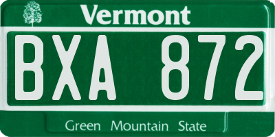 VT license plate BXA872
