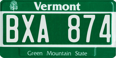 VT license plate BXA874