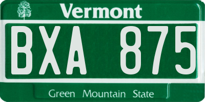 VT license plate BXA875
