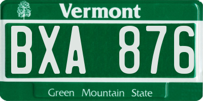 VT license plate BXA876