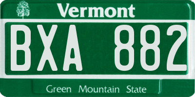 VT license plate BXA882