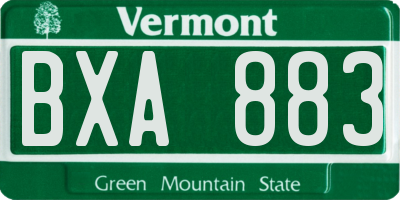 VT license plate BXA883
