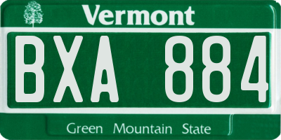 VT license plate BXA884