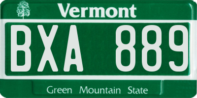 VT license plate BXA889
