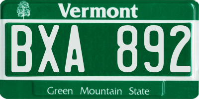VT license plate BXA892