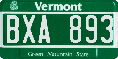 VT license plate BXA893