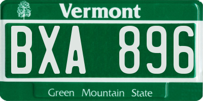 VT license plate BXA896