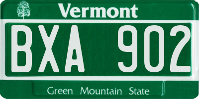 VT license plate BXA902