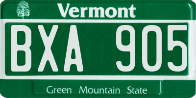 VT license plate BXA905