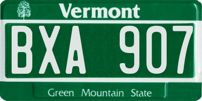 VT license plate BXA907
