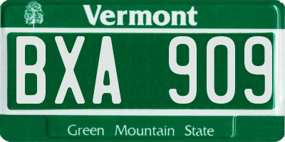 VT license plate BXA909