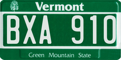 VT license plate BXA910
