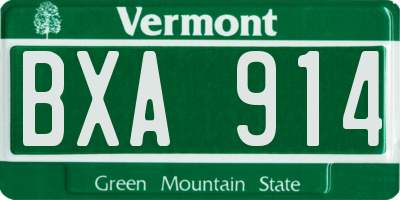 VT license plate BXA914