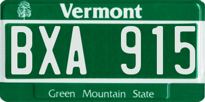 VT license plate BXA915