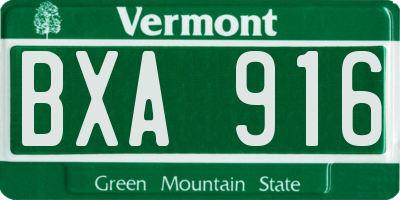 VT license plate BXA916