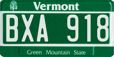 VT license plate BXA918