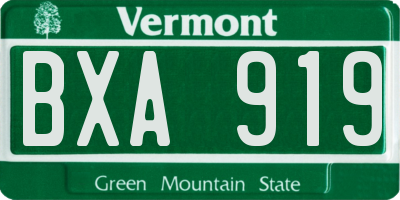 VT license plate BXA919