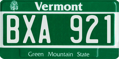 VT license plate BXA921