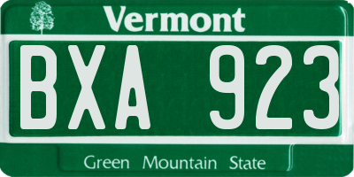 VT license plate BXA923