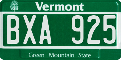 VT license plate BXA925
