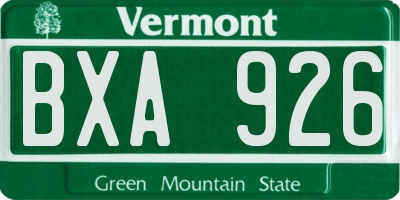 VT license plate BXA926