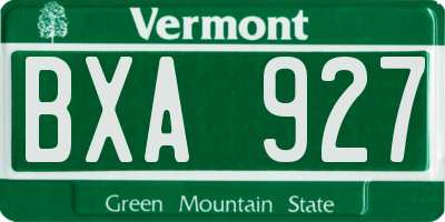 VT license plate BXA927