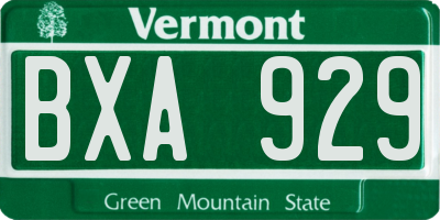 VT license plate BXA929