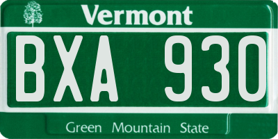 VT license plate BXA930