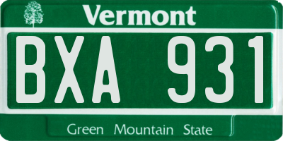VT license plate BXA931