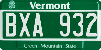 VT license plate BXA932