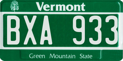 VT license plate BXA933