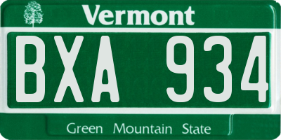 VT license plate BXA934
