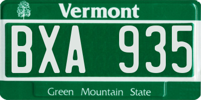 VT license plate BXA935