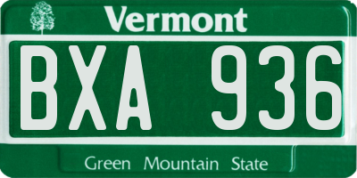 VT license plate BXA936