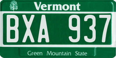 VT license plate BXA937