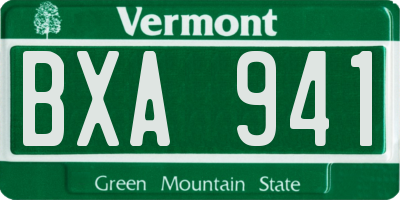 VT license plate BXA941