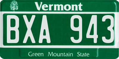 VT license plate BXA943