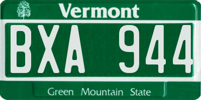 VT license plate BXA944