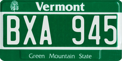 VT license plate BXA945