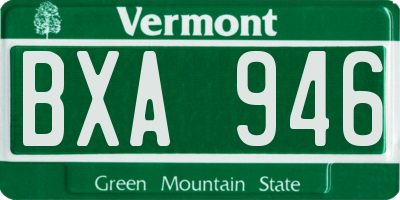 VT license plate BXA946