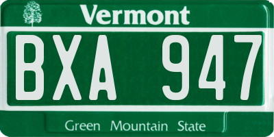 VT license plate BXA947