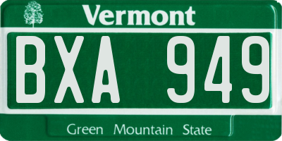 VT license plate BXA949