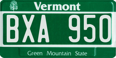 VT license plate BXA950