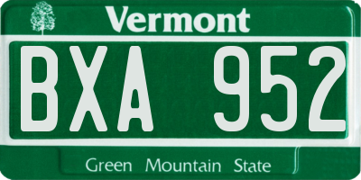 VT license plate BXA952