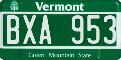 VT license plate BXA953