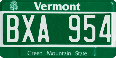 VT license plate BXA954