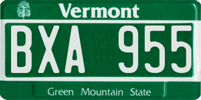 VT license plate BXA955