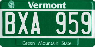 VT license plate BXA959