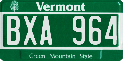 VT license plate BXA964